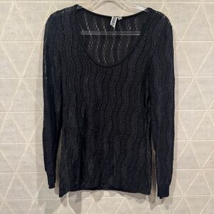 Buckle mesh sequin top black M